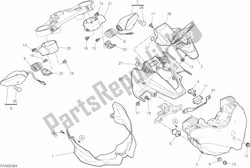 Tutte le parti per il Faro del Ducati Streetfighter V4 USA 1103 2020